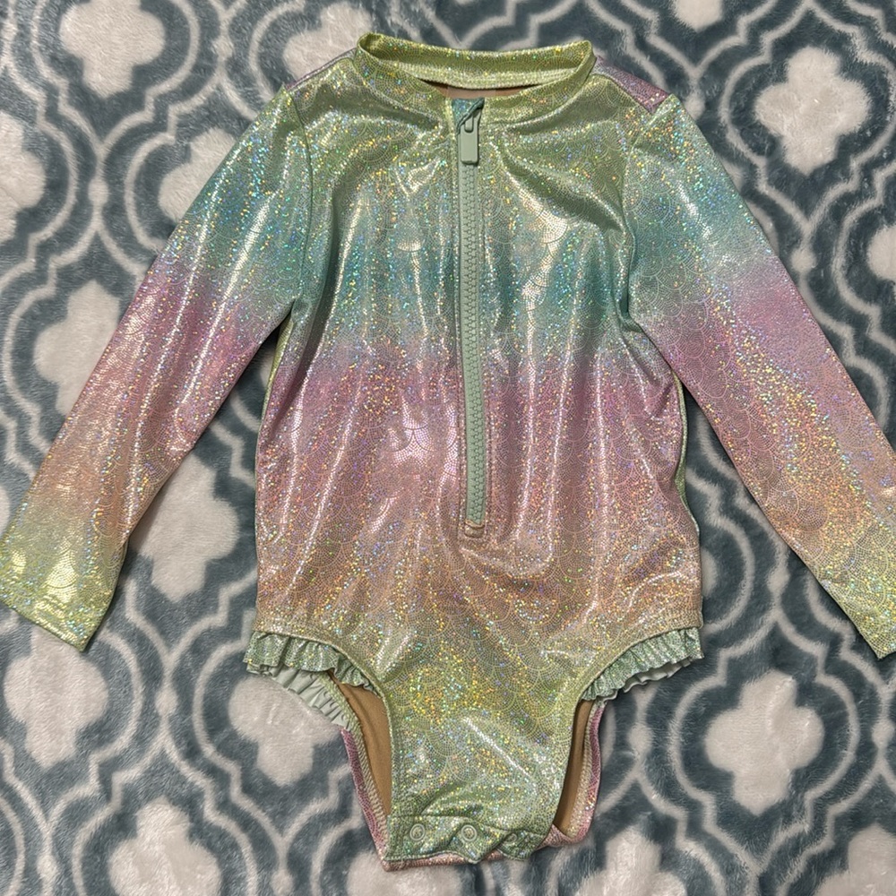 Sparkly long sleeve baby swimsuit
